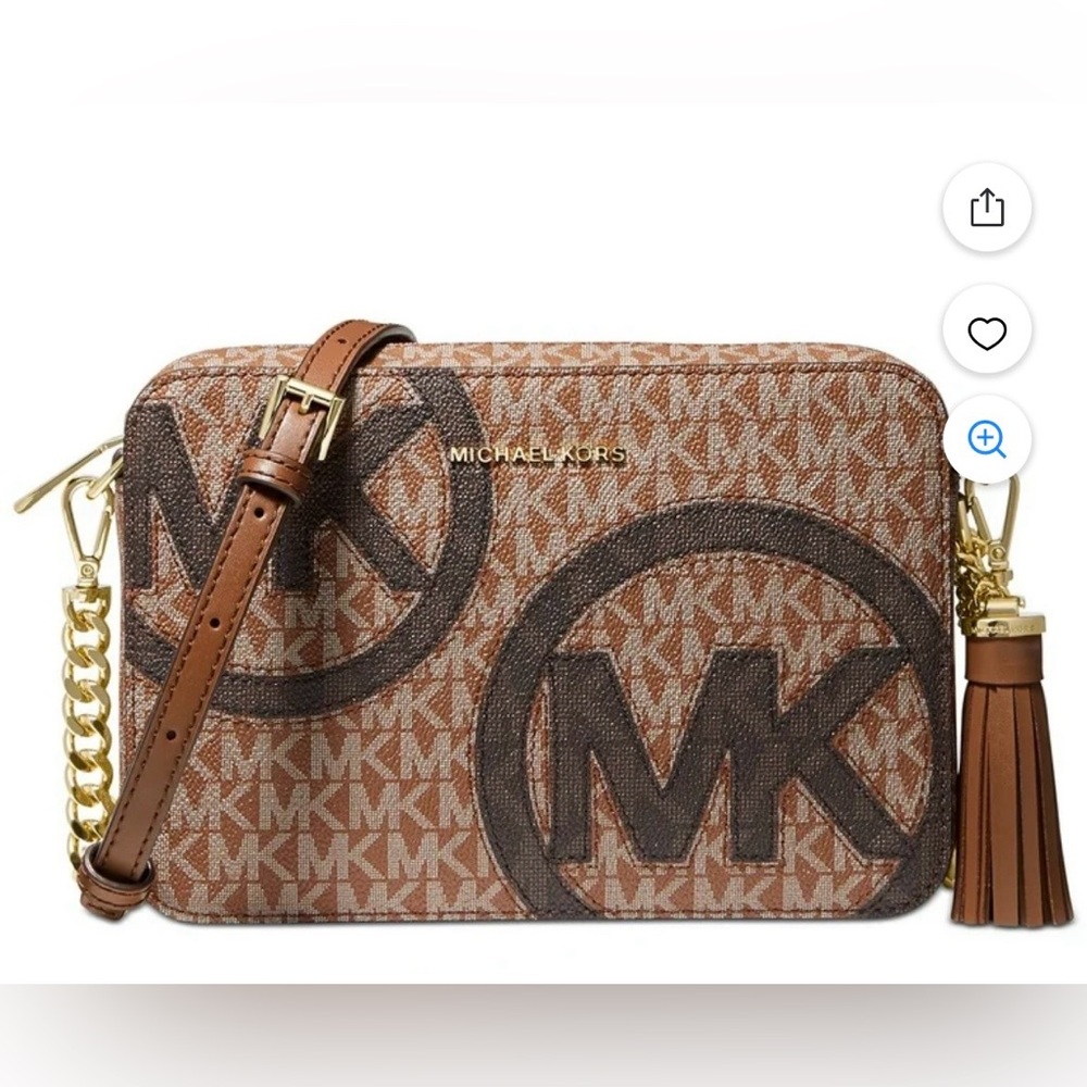 NWOT Michael Kors Jet Set Luggage Medium Camera Monogram Crossbody Bag